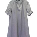 Ming Wang Cotton Shift Dress Size Small Ruffle Sleeve Gray V-Neck Poplin Unlined Photo 0