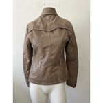 Vintage Beige Leather Distressed Double Breasted Blazer Jacket Missing Belt S Photo 1