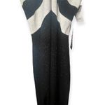 NWT Bari Jay Black Silver Glitter Maxi Gown Crisscross Back Formal Dress Sz 14 Photo 3