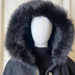 Vintage Carol Horn Black Hooded Wool Coat with Faux Fur Trim & Brass Closure 8 Photo 2