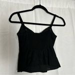 ZARA  Black Linen Blend Cropped Smocked Tank Top Shirt Size XS Photo 1