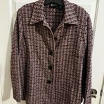 Maggie Barnes Plus Vintage Purple Pink Plaid Button Up Jacket 1X Photo 0