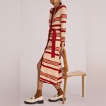 Anthropologie Maeve by Sweater Midi Shirt Dress in Yellow and Red Stripe Size S Photo 3