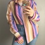 Forenza  Vintage Striped Rust and Purple Pink Button Down Medium Photo 11