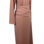 VEILED COLLECTION Ribbed Tie Waist Long Sleeve Wrap Waist Maxi Dress Photo 8