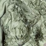 Cottagecore Puff Sleeve Large Rosette Green Stretch Floral Textured Modest Top Photo 5