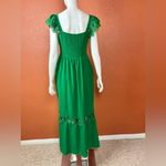 Unbranded Boho Lace Sleeveless Square Neck Ruffle Maxi Dress with Pockets size L Green Size L Photo 3