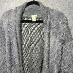 Esciô Grey Fuzzy Crochet Back Cardigan Sweater Women's Size M Open Front Gray Size M Photo 6