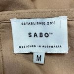 SABO Women's Tan Linen Short Puff Sleeve Bandeau Tube Blouse Crop Top Size M Size M Photo 2