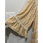 Free People  Mustard Floral Print Baby Doll Blouse Photo 2