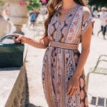 Gal Meets Glam  Liza Print Midi Dress Sz. 0 Photo 0