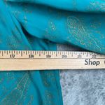 CHAPS Blouse M NWT Gold Metallic Paisley Peasant Top Teal Swirl Smocked Boho Photo 10