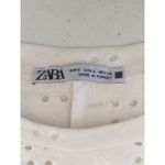 ZARA  White Blouse Embroidered Eyelet Ruffled  Top Women's Small Coastal Boho Photo 5