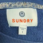 Sundry  Navy Blue Puff Sleeve Sweatshirt Pullover Size 1 (Small) Made in USA Photo 8