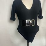 EXPRESS Black faux Leather Belt with Silver Buckle Fashion S/M. NWT Photo 5