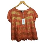 Ollari Greta Blouse in Fiesta Coral NWT Sz. S Orange Photo 2