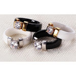 Boutique NEW Women's 1 Carat Diamond White & Gold Ceramic Ring‎ Size 8 Photo 7