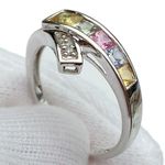 Women’s Fine 10K White Gold Multicolor Gemstone Diamond Anniversary Ring Photo 2