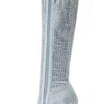 Azalea Wang Confection Crystallized Denim Bow Tall Boots Sparkling Rhinestone Silver Size 9 Photo 2