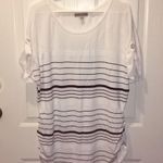 Women’s Sweater Short Sleeve Shirt Ruched Sides 1X White Photo 3