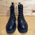 Madewell  The Rayna Lace-Up Lug-Sole Black Leather Boots Size 7.5 Photo 2