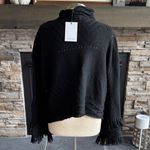 John + Jenn  Black Cowl Neck Sweater with Fringe Photo 7