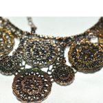Source Unknown Victorian Gothic Antiqued Filigree Floral Mixed Metal Heavy Link 18" Necklace Photo 3