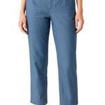 J.Crew Women's Blue High Waisted Pleated Straight Leg Chambray Denim Jeans Sz 12 Photo 0