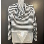 H&M Divided Hoodie Womens Medium Black White Striped Cropped Pullover Raglan Photo 3