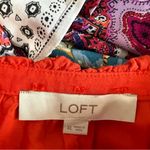 Loft  Coral Bright Orange Swiss Dot Ruffle Detail Long Tiered‎ Sleeve Blouse XL Photo 3