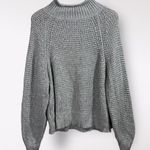 American Eagle  Sweater Women's Sz Large Slouchy Turtleneck Grey Knit Bell Sleeve Photo 2