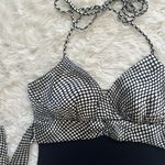 One Clothing Top Halter Vintage 90s Y2K Satin Polka Dot Stretch Black Sz M Photo 2