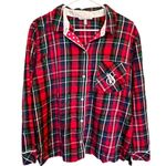 Victoria's Secret  Red Plaid Long Sleeve Button Down Christmas Pajama Top Size L Photo 4