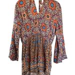 Angie Blossom Bell Sleeve Boho Floral Print Lace Up Romper, size Small Photo 1