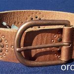 Cache  Copper Metallic Leather Nail Head Rhinestone Belt Pant New Sz S/M $98 NWT Photo 3