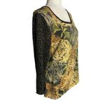 Metallic Safari Print Silk Blend Sweater L Black Loose Knit Sleeve Zebra Leopard Size L Photo 4