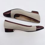 Salvatore Ferragamo  Tan‎ Beige & Brown Croc Cap Toe Flats 8.5 AAAA (Narrow) Photo 10