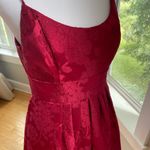 David's Bridal David’s Bridal Crimson Red Floral Jacquard Ballet Scoop Neck Formal Dress Size 6 Photo 5