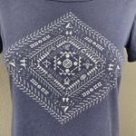 Columbia Diamond Graphic Top Women‘s Sz S Shirt Blue Tree Tent Canoe Fish Paw Photo 2