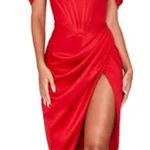 House Of CB NWT  Loretta Off the Shoulder Satin Corset Dress Photo 0