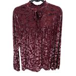 Joseph A Burnout Velvet Peasant Blouse Mauve Pink Medium Floral Long Sleeve Photo 5