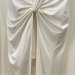 superdown  Marie Midi Dress One Shoulder Knot Front Slit White Small Bridal Chic Photo 7