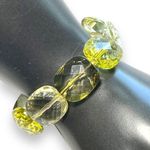 Womens Fashion Bracelet Chunky Square Beaded Stretch Statement Green Clear Photo 4