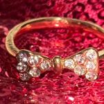Boutique Gold Ring Womens Size 7 Rhinestone Crystal Encrusted Hair Bow Bling Jewelry Y2K Photo 2