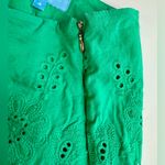 Draper James RSVP Embroidered Eyelet High Waist Scallop Hem Shorts Green Size 4 Photo 4