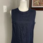 Malvin 100% Linen Sleeveless Dress Navy XL Career Business Beach Ruffle Blue Photo 1