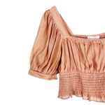 By The River Crop Top Womens L Peach Puff Sleeve Cropped Cottagecore Peasant Orange Size L Photo 1