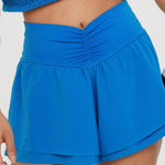 Aerie Offline real good high waisted blue flowy workout running shorts M Photo 0
