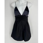 Free People  Skylie Saylor Romper Size 4 Black Velvet‎ V Neck Sleeveless Playsuit Photo 2