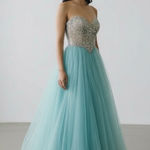 Terani Couture Glamour Sequin Tulle Ballgown - Aqua Blue Princess Prom Dress 4 Photo 0